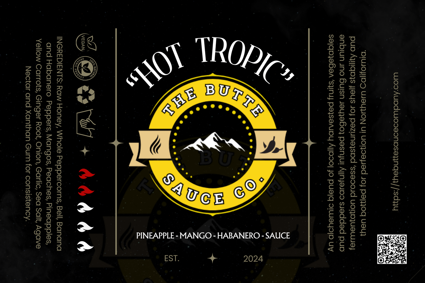 "Hot Tropic" Pineapple, Mango, Habanero Hot Sauce / 5 oz. Bottle by The Butte Sauce Co.