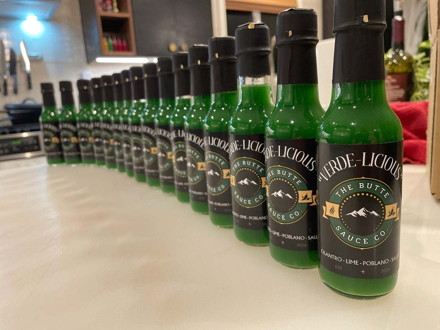 "Verde-Licious" Cilantro, Kiwi, Lime, Poblano Hot Sauce 5 oz. bottle / by The Butte Sauce Co.