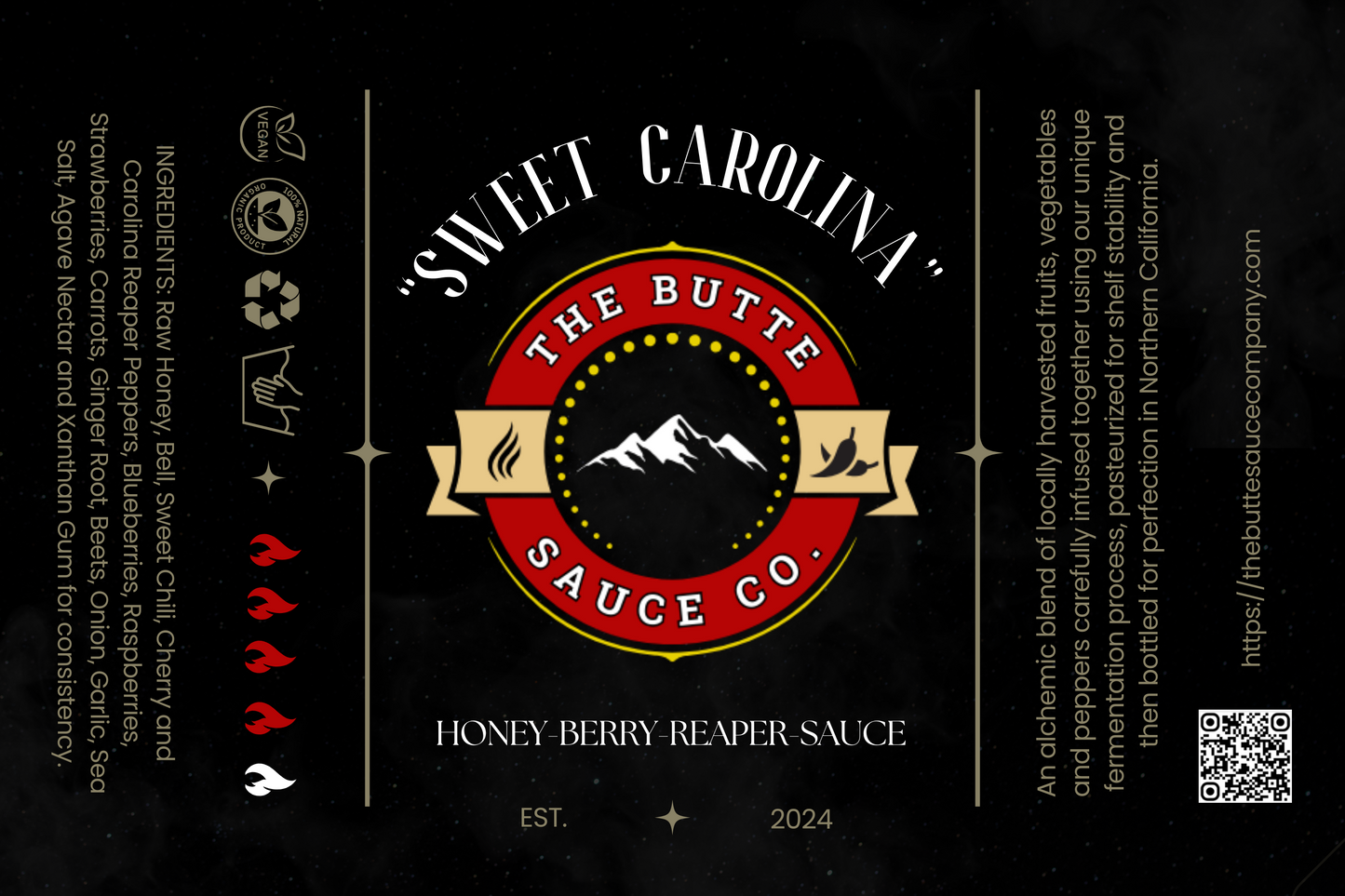 "Sweet Carolina" Hot Sauce Honey, Berry, Reaper Sauce / 5 oz Bottle / by The Butte Sauce Co.